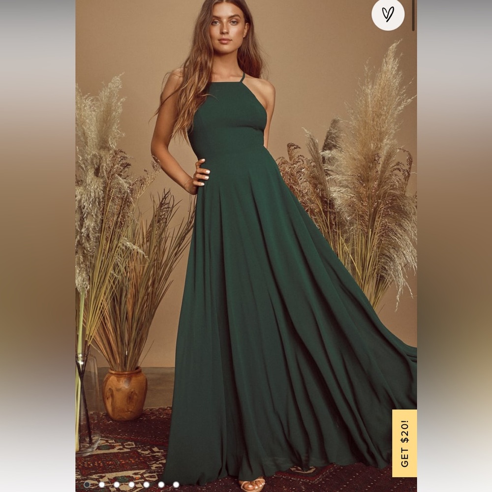 Lulu’s Mythical Kind of Love Dark Green maxi Dress